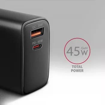 Ladegerät Axagon ACU-PQ45 QC 3.0 4.0 AFC FCP PPS PD 45W Schwarz