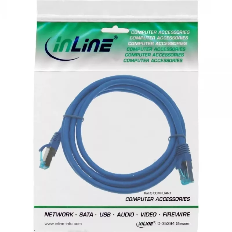 InLine Patch Kabel S/FTP PiMF Cat.6A halogen free 500MHz blue 1.5m