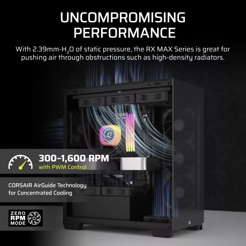 Lüfter Corsair iCUE LINK RX140 MAX 14 cm Schwarz 300-1600 U/min