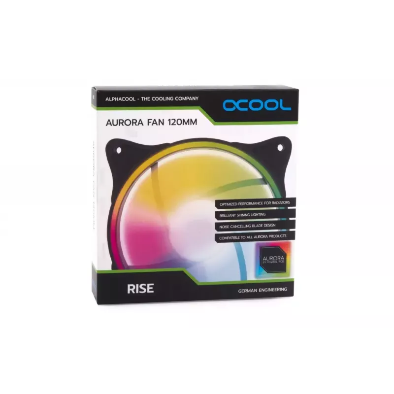 Lüfter Alphacool Rise Aurora 12 cm Schwarz Transluzent 2600 U/min 118,9 m³/h
