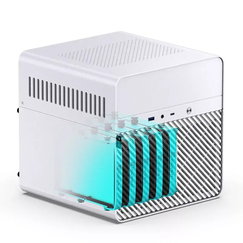 PC-Gehäuse Jonsbo N2 Cube White SFX 120mm Lüfter 2.5 3.5 HDD