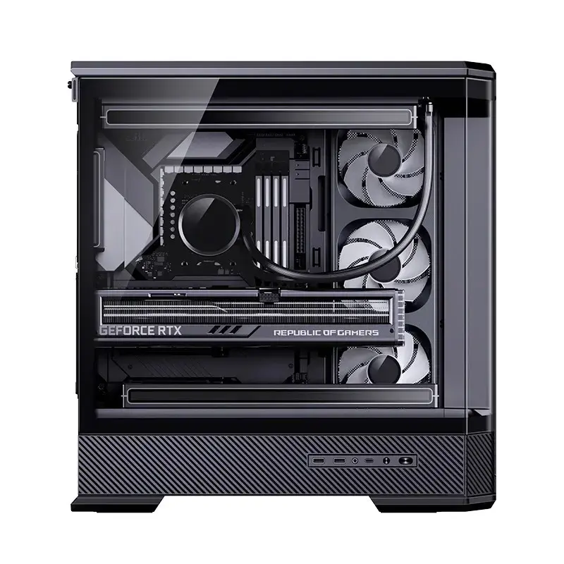 Computer-Gehäuse Jonsbo D400 Midi Tower ATX Tempered Glass – Schwarz