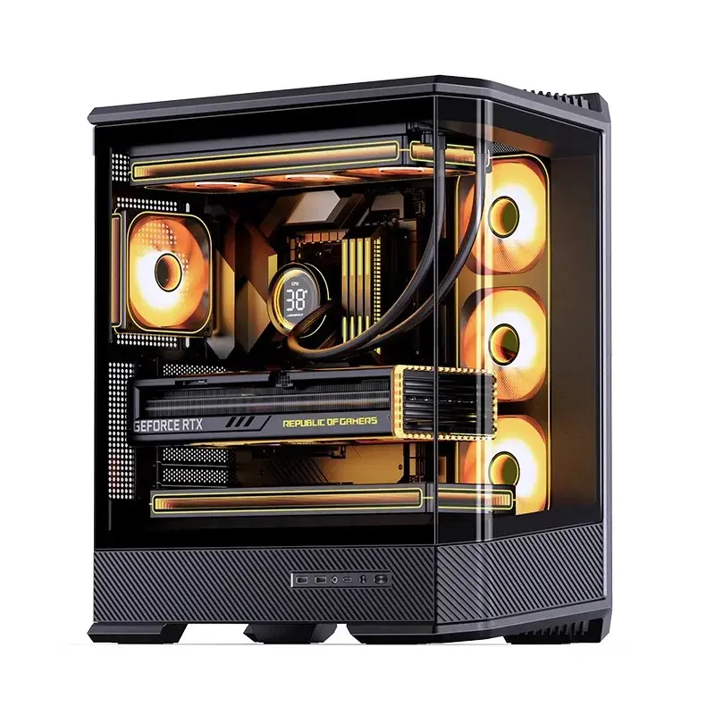 Computer-Gehäuse Jonsbo D400 Midi Tower ATX Tempered Glass – Schwarz