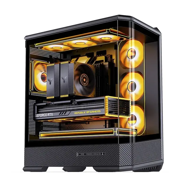 Computer-Gehäuse Jonsbo D400 Midi Tower ATX Tempered Glass – Schwarz