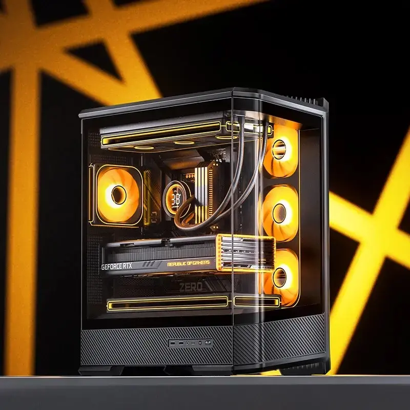 Computer-Gehäuse Jonsbo D400 Midi Tower ATX Tempered Glass – Schwarz