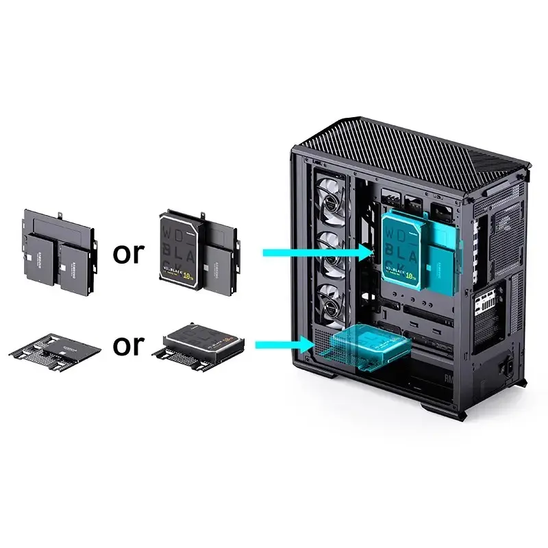 Computer-Gehäuse Jonsbo D400 Midi Tower ATX Tempered Glass – Schwarz