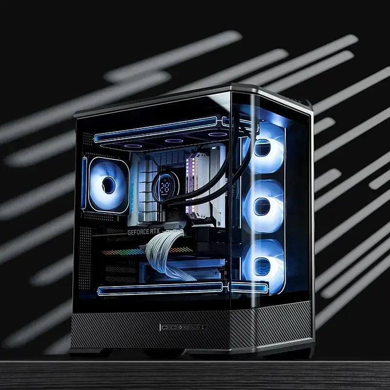 Computer-Gehäuse Jonsbo D400 Midi Tower ATX Tempered Glass – Schwarz