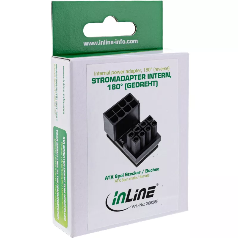 InLine Interner Stromadapter, 180° ATX 8-Pin Stecker/Buchse (Reverse)