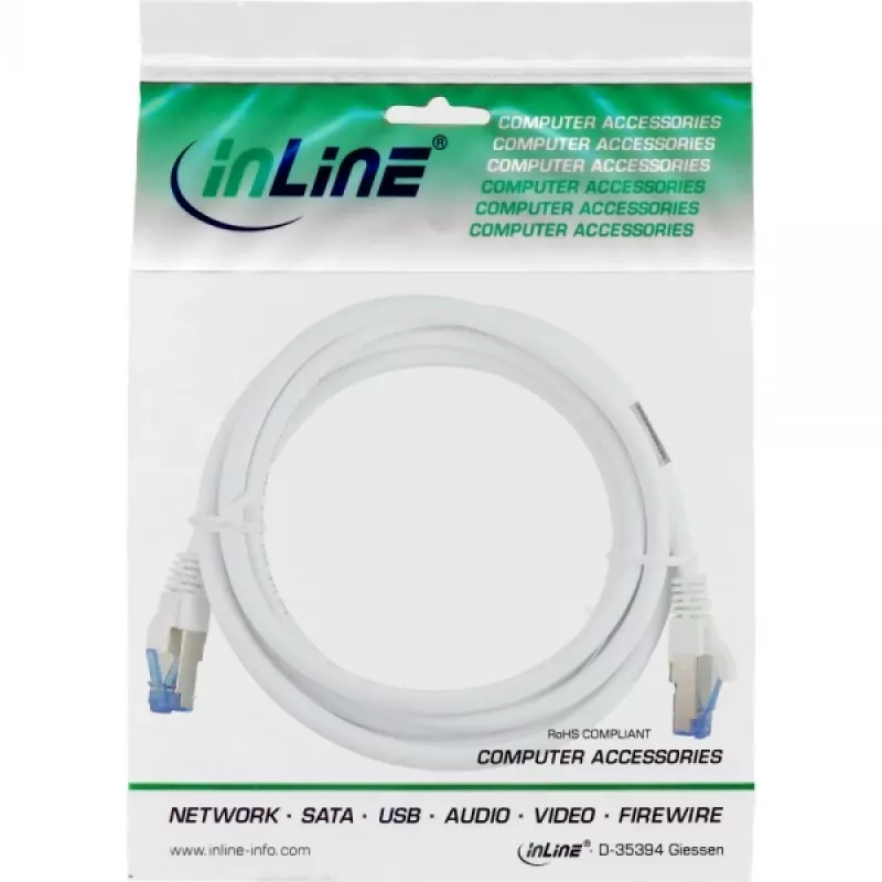 InLine Patch Kabel S/FTP PiMF Cat.6A halogen free 500MHz white 1.5m