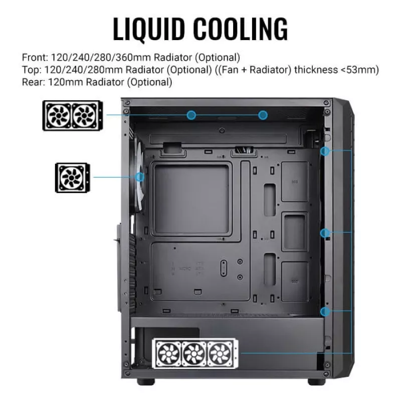 PC-Gehäuse Aerocool Beam-G-BK-V1 Mini Tower Schwarz