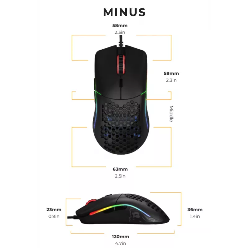 Glorious Gaming Glorious Model O- Maus Regular (Schwarz), Rechtshänder, Optisch, USB Typ-A, 3200 DPI, Schwarz
