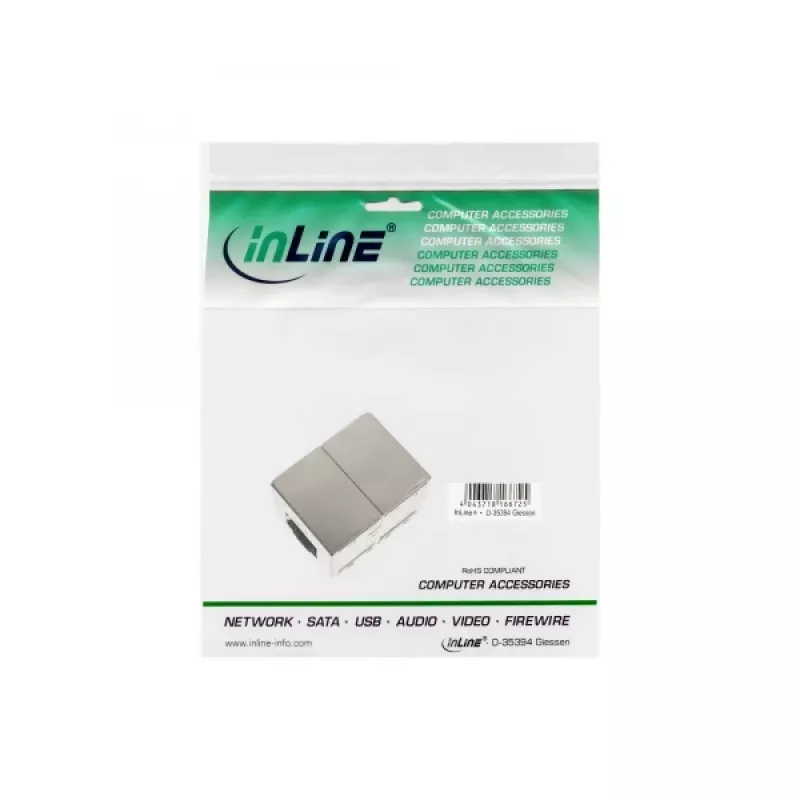 InLine Cat.6 Adapter, voll geschirmtes Metall, 2x RJ45-Buchse/Buchse, direkt