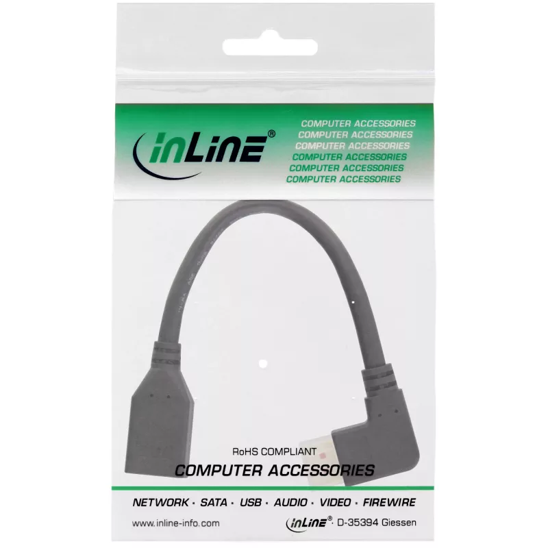 InLine DisplayPort 1.4 adapter Kabel M/F, 8K4K, abgewinkelt right, Schwarz/gold