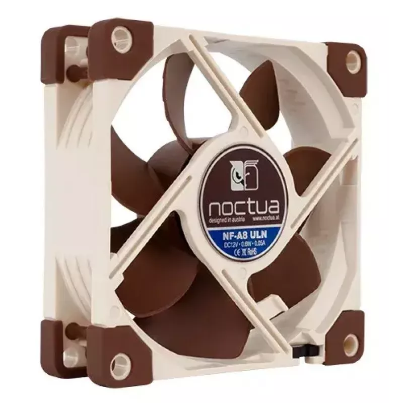 Noctua NF-A8 ULN Lüfter — 80 mm Gehäuselüfter, 12 V, 1100–1400 U/min, 34,8 m³/h, 0,6 W, 6,5–10,4 dB