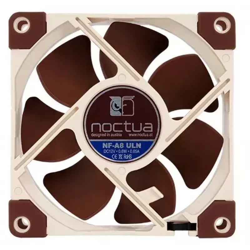 Noctua NF-A8 ULN Lüfter — 80 mm Gehäuselüfter, 12 V, 1100–1400 U/min, 34,8 m³/h, 0,6 W, 6,5–10,4 dB