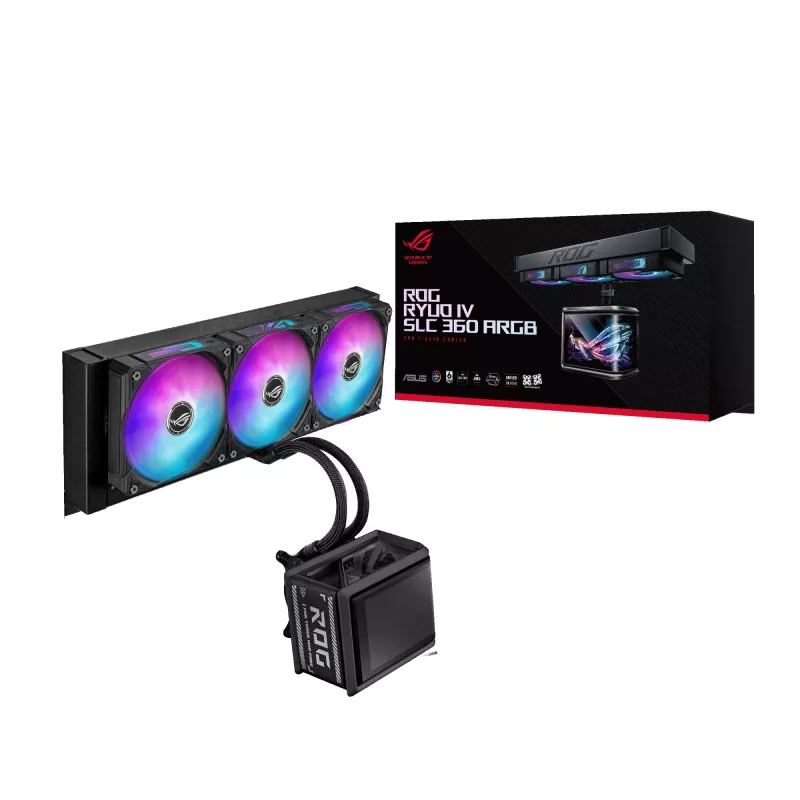 All-in-One-Flüssigkeitskühler ASUS ROG Ryuo IV SLC 360 ARGB – 120-mm-Lüfter, 360-mm-Radiator, schwarz