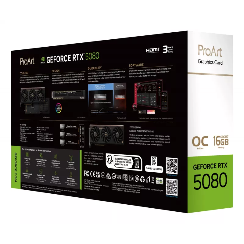 Grafikkarte ASUS GeForce RTX 5080 16 GB GDDR7 PCIe 5.0, 256-Bit, OC, 3 Lüfter, 304 mm
