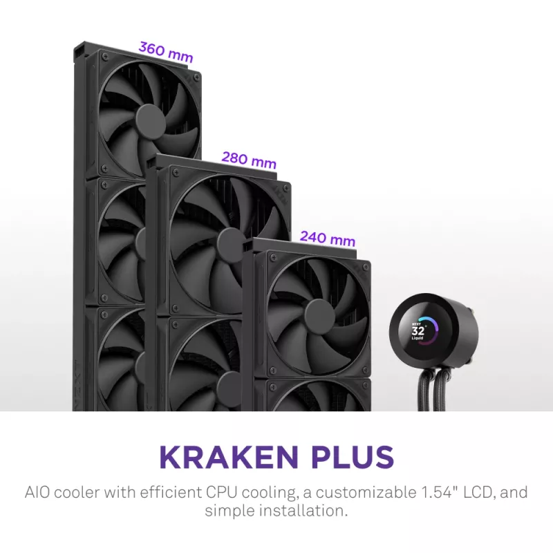 All-in-One-Flüssigkeitskühler NZXT Kraken Plus 360 12 cm Schwarz Fluid Dynamic Bearing