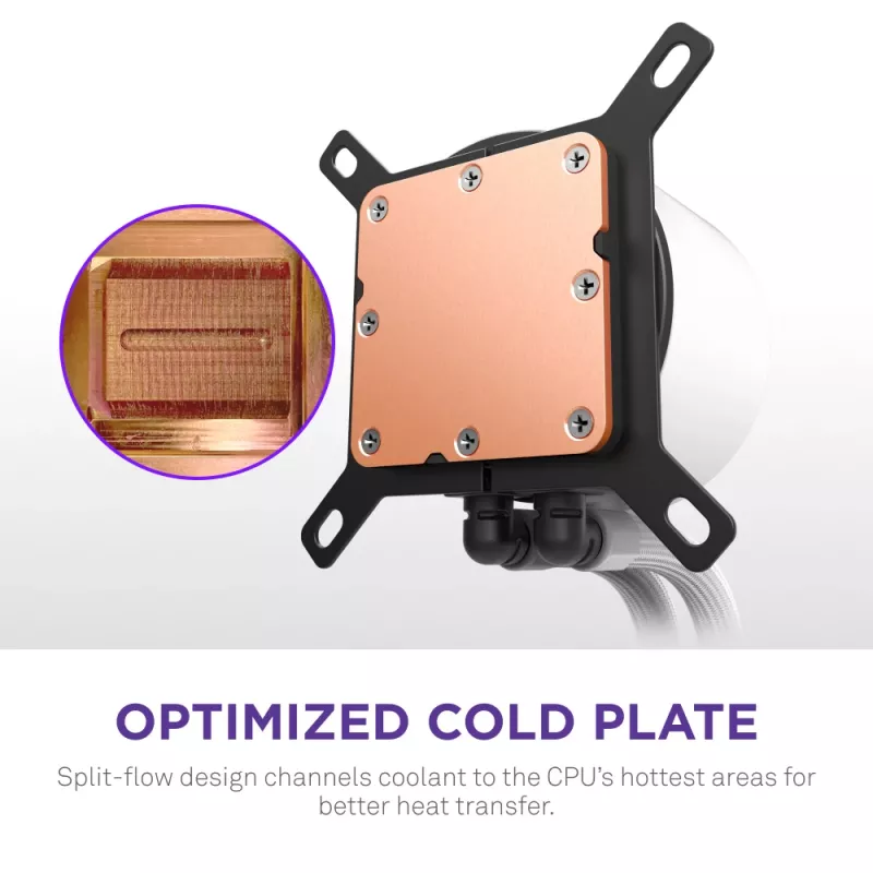 All-in-one-Flüssigkeits-CPU-Kühler NZXT Kraken Plus RGB 240 — 120-mm-Lüfter, FDB-Lager, weiß