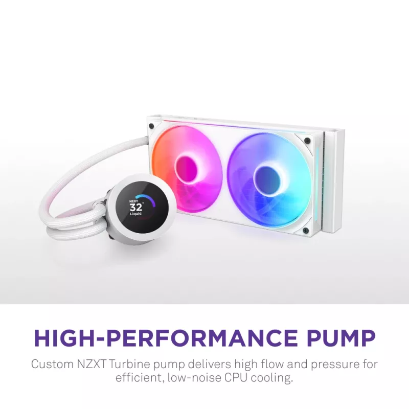 All-in-one-Flüssigkeits-CPU-Kühler NZXT Kraken Plus RGB 240 — 120-mm-Lüfter, FDB-Lager, weiß
