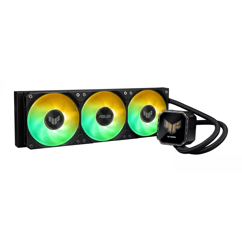 All-in-One-Flüssigkeitskühler ASUS TUF Gaming LC III 360 ARGB LCD — 360-mm-Radiator, 3x 120-mm-Lüfter, Sockel AM5/AM4/LGA1700/LGA1200, Schwarz