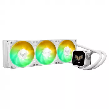 All-in-One-Flüssigkeitskühler ASUS TUF Gaming LC III 360 ARGB LCD White Edition – 360-mm-Radiator, 3 × 120-mm-PWM-Lüfter, LCD-Anzeige, Weiß