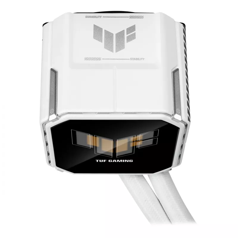All-in-One-Flüssigkeitskühler ASUS TUF Gaming LC III 360 ARGB LCD White Edition – 360-mm-Radiator, 3 × 120-mm-PWM-Lüfter, LCD-Anzeige, Weiß