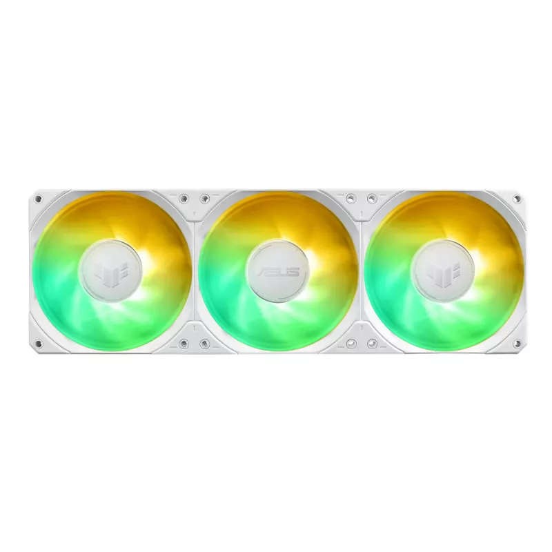 All-in-One-Flüssigkeitskühler ASUS TUF Gaming LC III 360 ARGB LCD White Edition – 360-mm-Radiator, 3 × 120-mm-PWM-Lüfter, LCD-Anzeige, Weiß