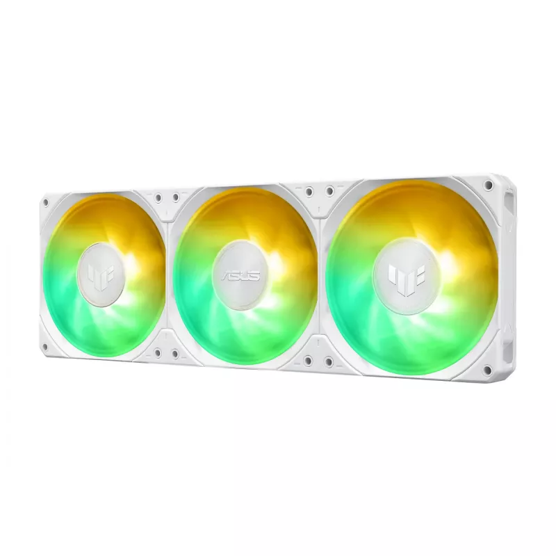 All-in-One-Flüssigkeitskühler ASUS TUF Gaming LC III 360 ARGB LCD White Edition – 360-mm-Radiator, 3 × 120-mm-PWM-Lüfter, LCD-Anzeige, Weiß