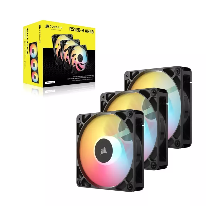 Kühlungslüfter CORSAIR RS120-R ARGB 120mm 3-Pack, 120 mm, ARGB-Beleuchtung, 3 Lüfter