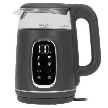 Elektrischer Wasserkocher Adler AD 1305 G — 1,7 L, 2200 W, regelbarer Thermostat, LED-Anzeige, grau