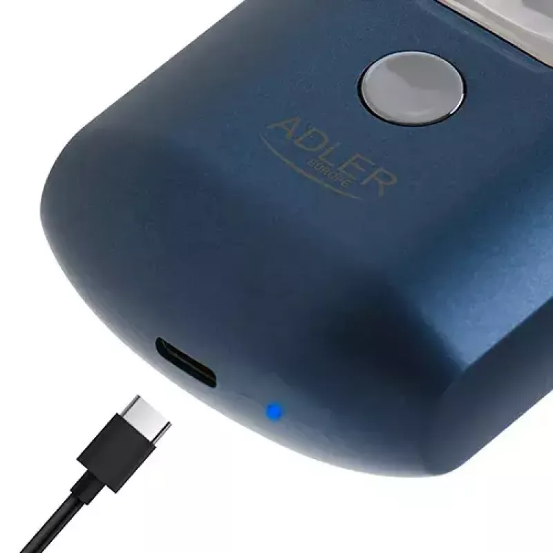Rotationsrasierer Adler AD 2937, 2 rotierende Köpfe, wiederaufladbarer Li-Ion 250 mAh, waschbar, kabellos, blau