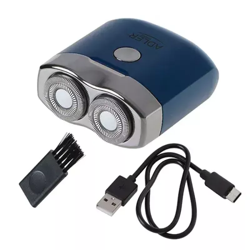 Rotationsrasierer Adler AD 2937, 2 rotierende Köpfe, wiederaufladbarer Li-Ion 250 mAh, waschbar, kabellos, blau