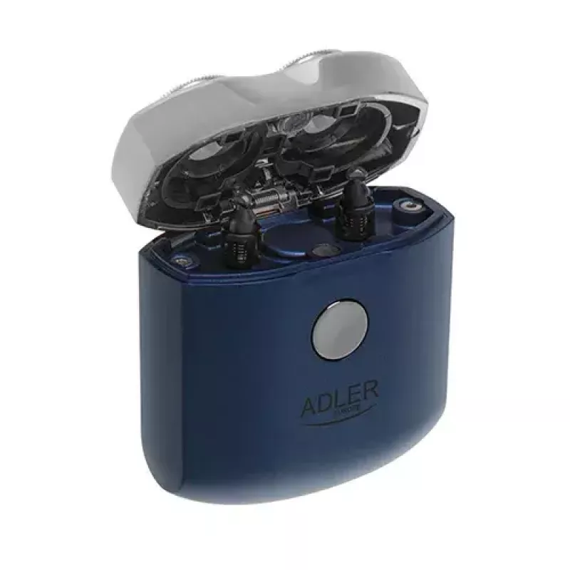Rotationsrasierer Adler AD 2937, 2 rotierende Köpfe, wiederaufladbarer Li-Ion 250 mAh, waschbar, kabellos, blau