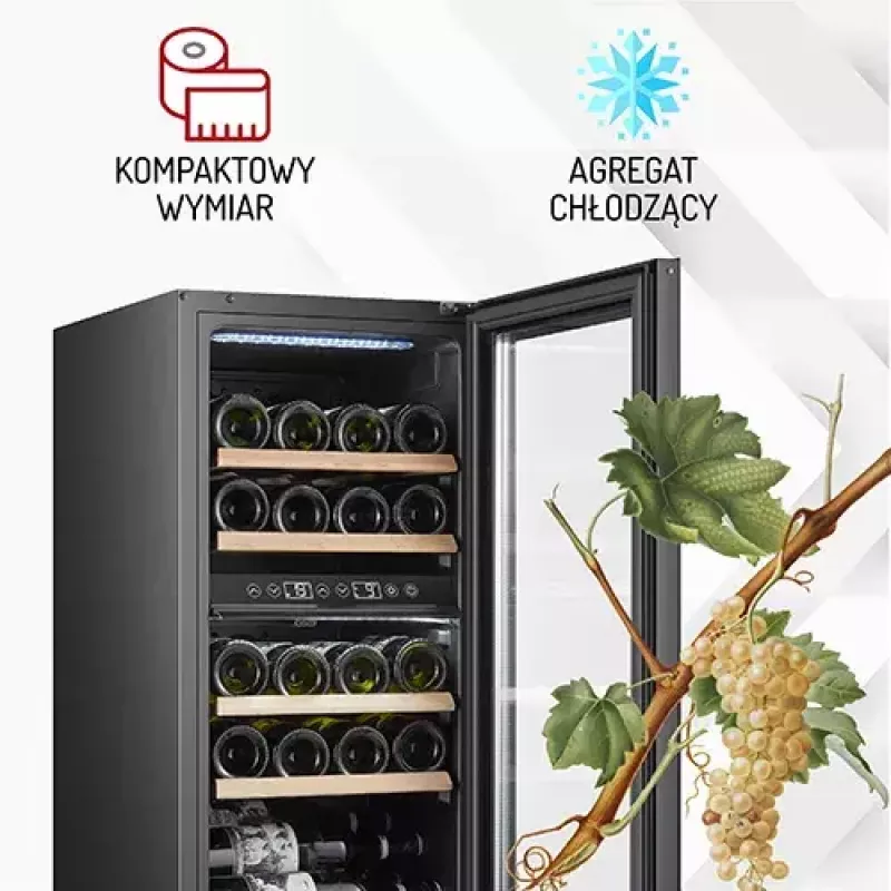 Thermoelektrischer Weinkühler Adler AD 8080, freistehend schwarz, 24 Flaschen, 2 Zonen, 60 L, Touch-Bedienung