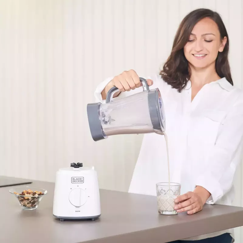 Tischmixer Schwarz & Decker BXJB500E – 1,5 L Glasbehälter, 500 W, 2 Geschwindigkeiten, Puls, Ice-Crush