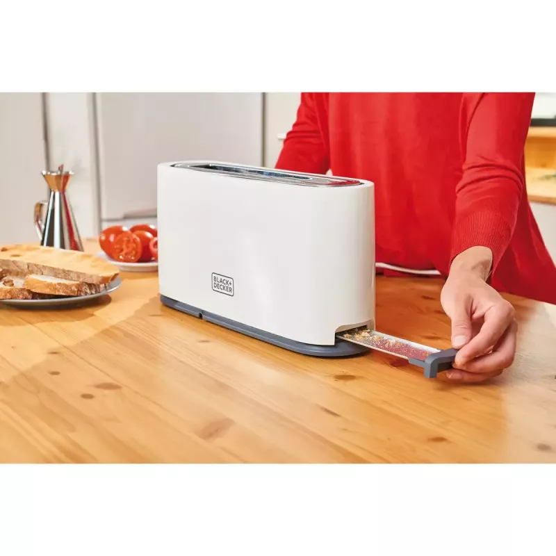Toaster Schwarz & Decker BXTO1001E 1-Scheibe 1000 W Weiß, 7 Bräunungsstufen, Langschlitz