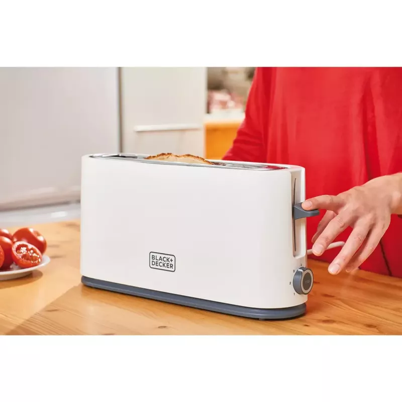 Toaster Schwarz & Decker BXTO1001E 1-Scheibe 1000 W Weiß, 7 Bräunungsstufen, Langschlitz