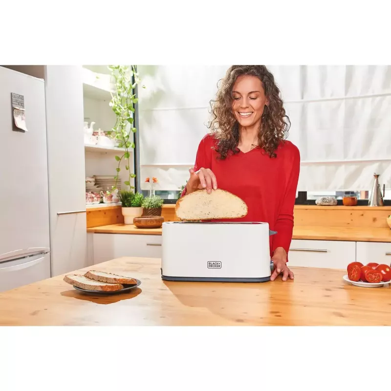 Toaster Schwarz & Decker BXTO1001E 1-Scheibe 1000 W Weiß, 7 Bräunungsstufen, Langschlitz