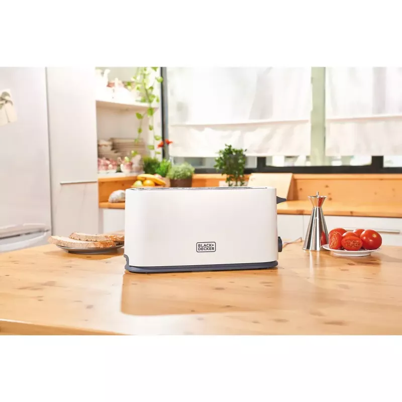 Toaster Schwarz & Decker BXTO1001E 1-Scheibe 1000 W Weiß, 7 Bräunungsstufen, Langschlitz