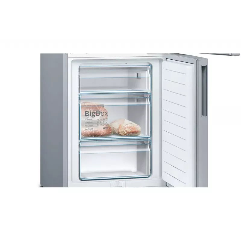 Kühl-Gefrierkombination Bosch Serie 4 KGV33VLEA — Freistehend, Edelstahl, 289 l Gesamtvolumen (195 l Kühlteil / 94 l Gefrierteil), Klasse E, 176 cm