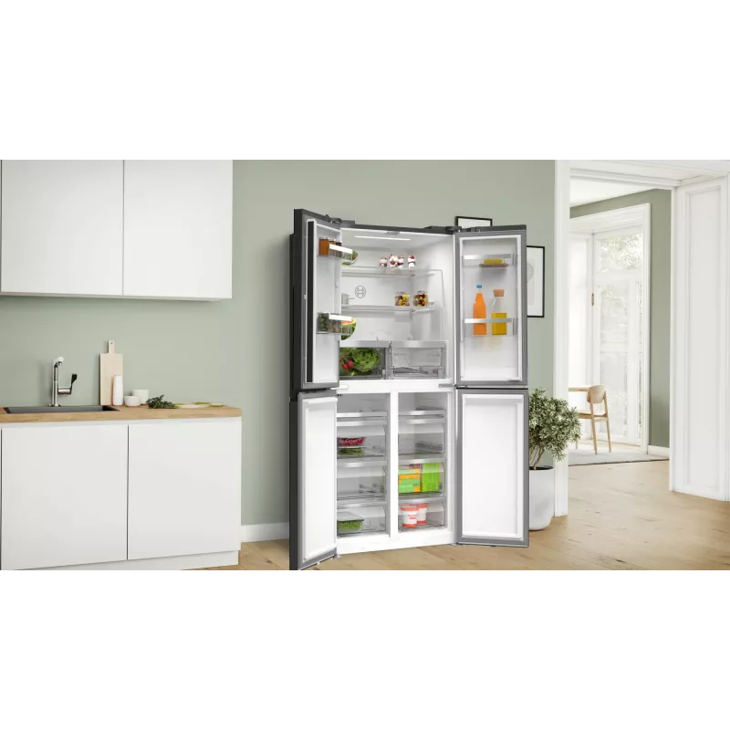 Bosch Serie 4 KMC85LBEA Side-by-Side-Kühlschrank, freistehend, 547 l, schwarz