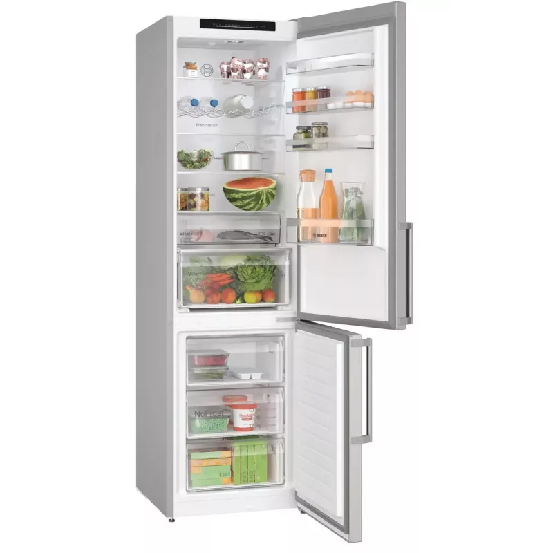 Freistehender Kühlschrank Bosch Serie 4 KGN39VIBT, gesamt 363 l (Kühlteil 260 l / Gefrierteil 103 l), Edelstahl, NoFrost, 203 cm