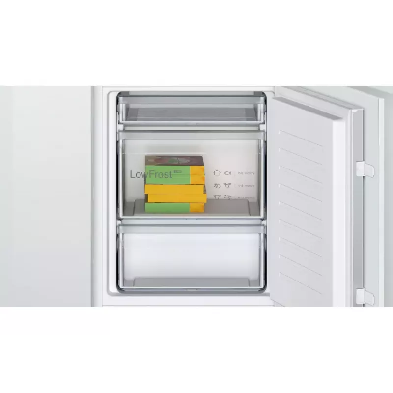 Einbau-Kühl-Gefrierkombination Bosch Serie 2 KIV86NSE0 — 267 L, Gefrierteil unten, weiß, 177,2×54,1×54,8 cm, Energieeffizienzklasse E