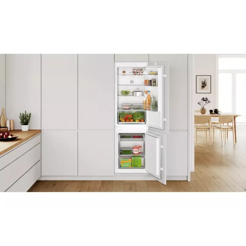 Einbau-Kühl-Gefrierkombination Bosch Serie 2 KIV86NSE0 — 267 L, Gefrierteil unten, weiß, 177,2×54,1×54,8 cm, Energieeffizienzklasse E