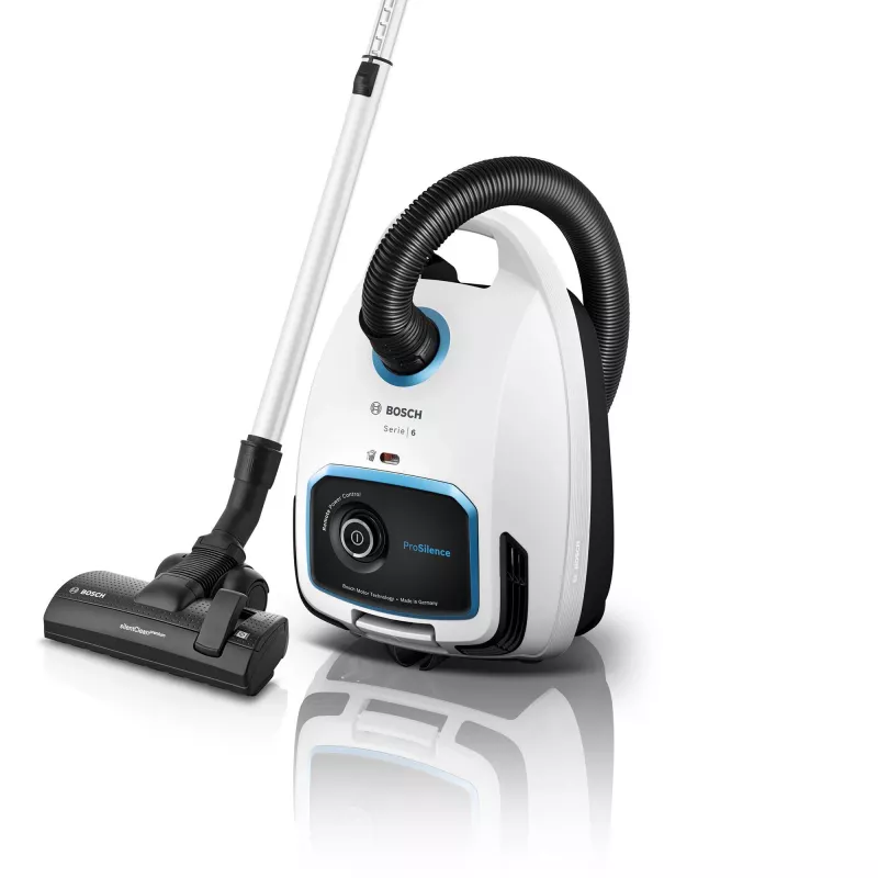 Bodenstaubsauger Bosch Serie 6 BGB6SIL1 — 700 W, 4 L Staubbeutel, HEPA 13, 12 m Aktionsradius, weiß