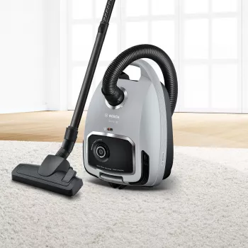 Bodenstaubsauger Bosch Serie 6 BGB6X330 — 600 W, HEPA 13, 4 L Staubbeutel, für Hartböden und Teppiche, 6 kg, grau/schwarz