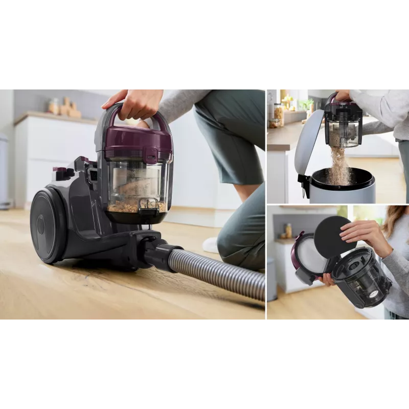 Bodenstaubsauger Bosch BGC05AAA1 — 700 W, 1,5 l beutellos, HEPA 12, Teleskoprohr aus Edelstahl, 9 m Aktionsradius, grau