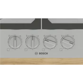 Einbau-Gaskochfeld Bosch PCH6A5I90 — 60 cm, Edelstahl, 4 Gaszonen + 1 Wok, Flame Select, Gusseisen-Topfhalter