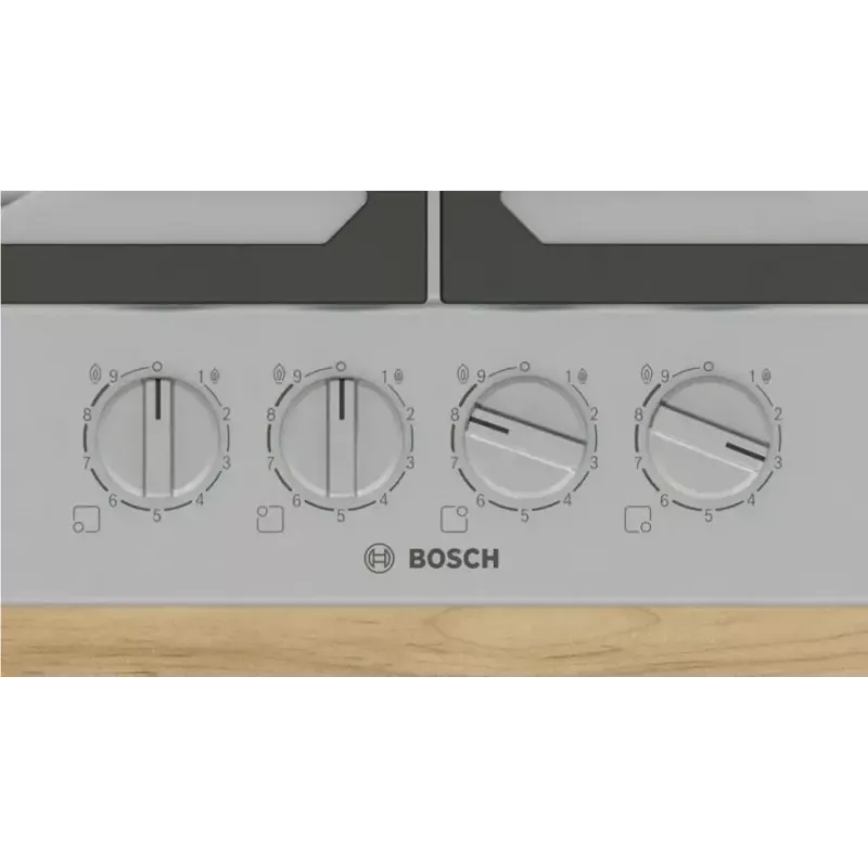Einbau-Gaskochfeld Bosch PCH6A5I90 — 60 cm, Edelstahl, 4 Gaszonen + 1 Wok, Flame Select, Gusseisen-Topfhalter